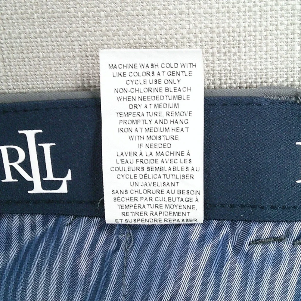 Lauren Ralph Lauren Chino Pants Mens 38x30 Gray Stretch Cotton Blend Flat Front